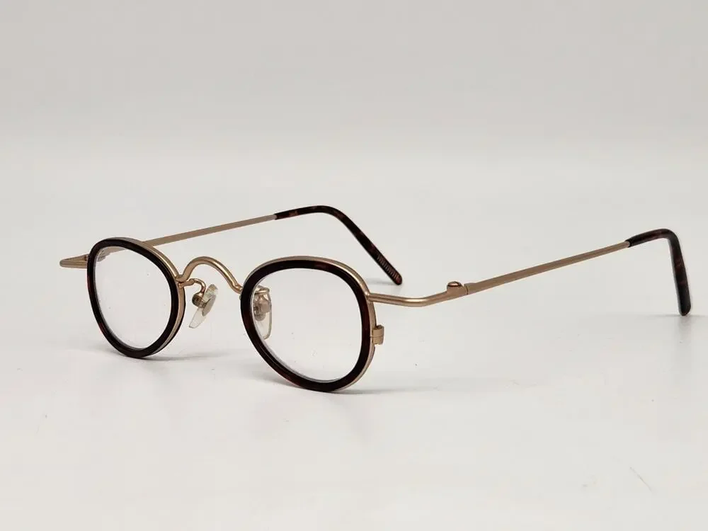 Vintage Oval Eyeglass Frames Tortoiseshell Gold Tone Metal Unmarked Retro
